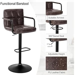 Furnilivingbarstoolssetof2withbackrestmodernsquarepuleatherchairswitharmrestadjustablekitchencounterbarstoolsforkitchendiningpubcafeblackbrown  Urban Country Home Decor Furniliving bar stools set of 2 with backrest modern square pu leather chairs with armrest adjustable kitchen counter barstools for kitchen dining pub cafe blackbrown  urban country home decor