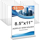 EHWINE Acrylic Sign Holder 8.5 x 11, 10 Pack Double-Sided Stand up Table Top Sign Holders, Clear Acrylic...