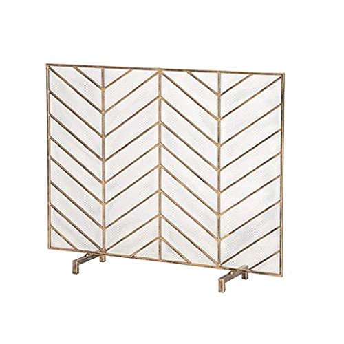 RHANA Kaminschutz, Feuerschutz aus Schmiedeeisen in Gold/Schwarz mit feinem...