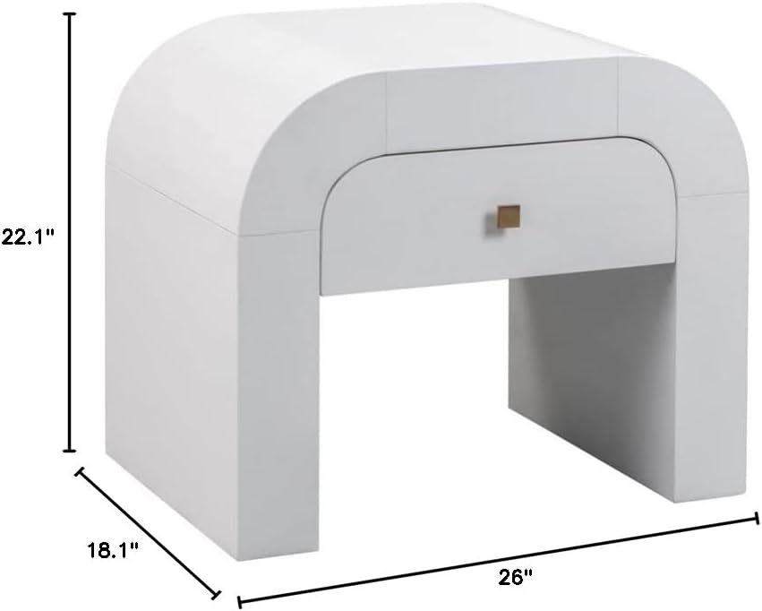 White 1-Drawer Nightstand with Modern Design