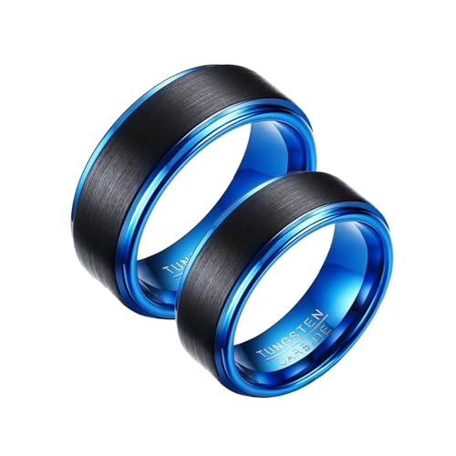 Bague mariage couple tungstène brossé 8mm ronde fiançaille personnalisable