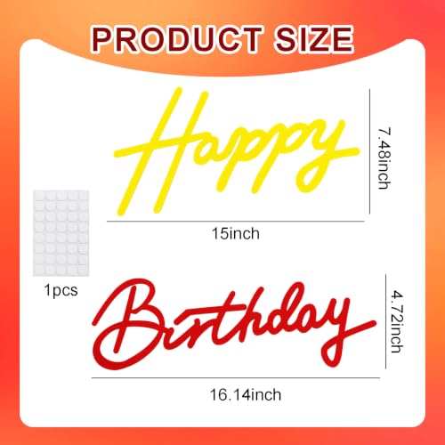 Image of TONIFUL Happy Birthday Sign for Backdrop - Red Yellow Felt Banner - Includes Dot Glue - Perfect for Birthday Party Backdrop,Wall Decr,Balloon Arch,Photo Background