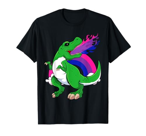 Bisexual Dinosaur LGBT-Q Cool T-Rex Subtle Bi Pride Flag T-Shirt