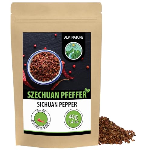 Alpi Nature Szechuan Pfeffer 40g Szechuan Pfefferkörner Szechuanpfeffer ganz Sichuan Pfeffer rot