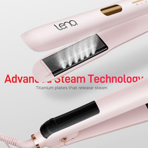 Professional Salon Steam Straightener LENA H11, Titanium Vapor Plates, All Hair Types, Super Straightening Effect, Dual 