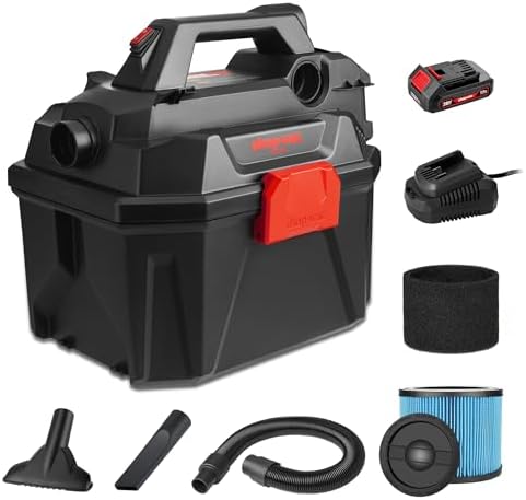 JIENUO Cordless Shop Vac Wet And Dry, With 20V 4.0Ah Battery And Charger, 2.5 Gallon Shop Wet Dry Vacuum Cleaner With Blower Function, Portable Commercial Vac For Car, Home And Garage