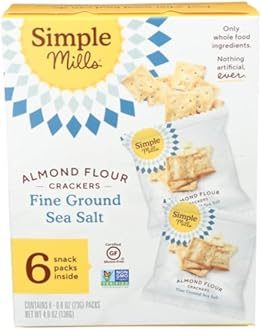 Simple Mills Fine Ground Sea Salt Seasoned Almond Flour Crackers, Gluten Free, 4.25 Ounces (Pack Of 6)