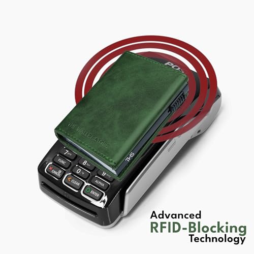 Image of The Wallet Store Defender RFID Protected Wallet | Pop-up Card Holder | Scan Proof Wallets for Men | Aluminium Case | Up to 8 Cards | Credit & Debit Card Holder (Green)