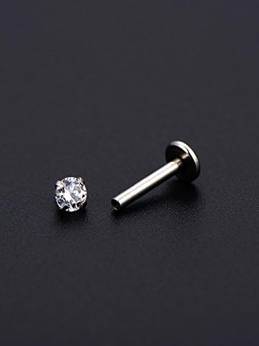 5 Styles 16 Gauge Stainless Steel Nose Studs Tragus Bars Labret Bars Crystal Ball Labret Body Piercing, 5 Pairs