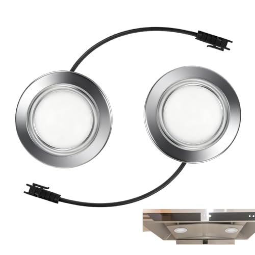 Sylkeov 2 Ampoules LED Pour Hotte Encastrée, DC 12V, 6500K, Éclairage Ultra Brillant, Remplacement en Acier Inoxydable, Accessoires de Cuisine pour...
