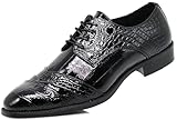 STW Men's Alligator Crocodile Print Oxfords Fashion Lace Up Dress Shoes (12 D(M) US, Black)
