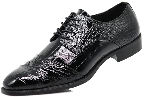 Image of STW Men's Alligator Crocodile Print Oxfords Fashion Lace Up Dress Shoes