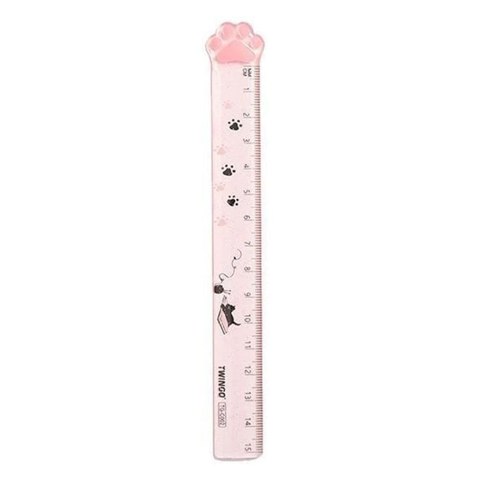 15CM Pink Cats Claw Straight Rulers, Plastic Measuring Tool Kawaii Measuring Rulers, Portable Stationery School Supplies Stationery Transparent Ruler