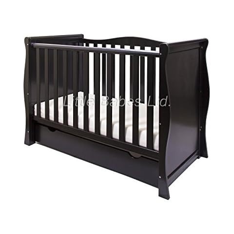 NEW PINEWOOD BLACK SLEIGH MINI COT BED & DRAWER ONLY Cover