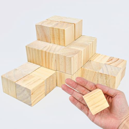 LPAMABA 30pcs 4x4x4cm Cubos de Madera Bloques Cuadrados para Manualidades Diy Artesanía Pintar Decoración