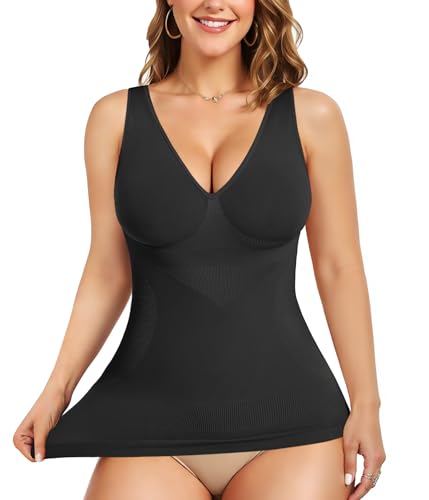 Gotoly Shapewear for Women Compression Tank Tops Tummy Control Body Shaper Seamless Workout V-Neck Camisole Cami Tops