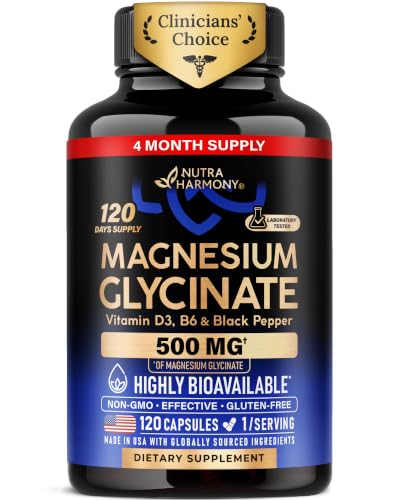 Nutraharmony Magnesium Glycinate 500 mg (90 mg elemental) 120 Capsules