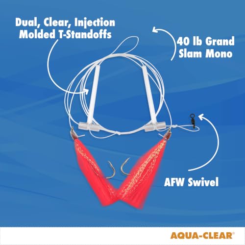 Aqua-Clear Hi-Lo Pearl Accent Hair Teaser Rig, Anzuelo Octopus de Níquel 3/0, Línea Mono de 40 lb, para Flounder, Fluke, Sea Trout y Croaker miniatura 4