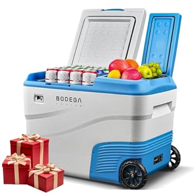 BODEGACOOLER 12 Volt Car Refrigerator, Portable Freezer, Dual Zone Car Fridge APP Control, 40 Quart(38L) -4?-68? RV Electric Cooler 12/24V DC and 100-240V AC for Truck RV Travel(Dual control)