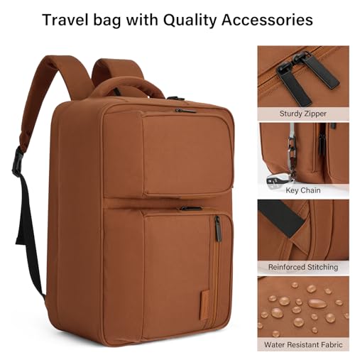 Hanke Convertible Laptop Bag, 3 In 1 Briefcase Backpack for 17.3 Inch Laptop, Computer Work Bag for Men Women, Water Resistant Business Messenger Shoulder Bag for Office Commute Travel, Brown - image 6