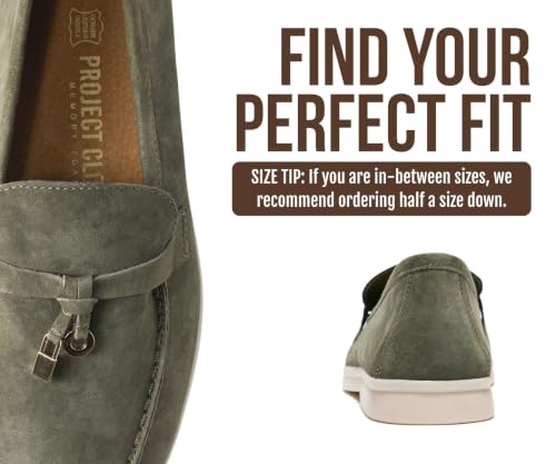 Image of Project Cloud 100% Genuine Leather Slip-on Casual Loafers for Women | Memory Foam Insole Lightweight Womens Loafers - Non-Slip Moccasins Comfortable Casual Footwear - Comfortable Loafers Women