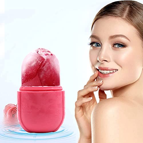 Rodillo de cara de hielo, molde de rodillo de hielo, molde de hielo natural para apretar la cara, aprieta y tonifica la piel(rosa) Cover