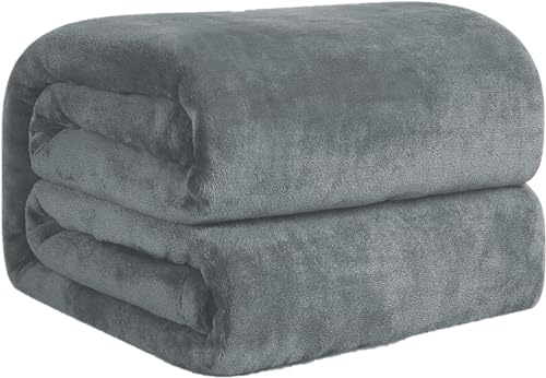 Charcoal Double Super Ultra Soft Light weight Flannel Fleece Warm Winter Throw Blanket,Fluffy Blankets for Bed Sofa & Couch (150 x 200cm)