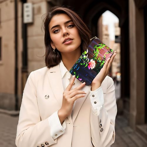 Cartera de mano rosa espinosa brillante bolso móvil versátil 7