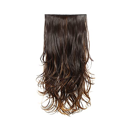 Image of KIS Synthetic Wavy Hair Extensions with Clip-in for Women, Highlight Gold | 20 Inches, Natural, Soft Heat Resistant Hair, Thick Washable Reusable, Artificial Hair Clip on Extension for Bridal, Wedding