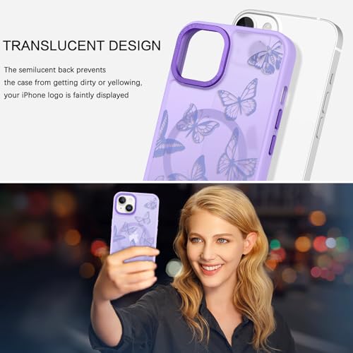 Coque iPhone 15 Plus MagSafe finition mate translucide premium violette