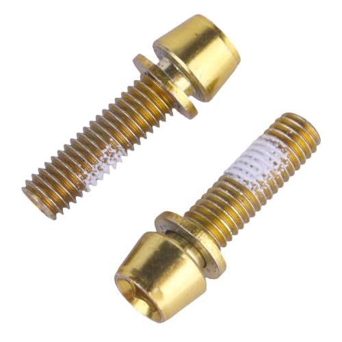 Image of Steel M5x18mm Bolts with Washer, Allen Hex Tapered Screw for Bicycle Stem, Pack of 6 (Gold)