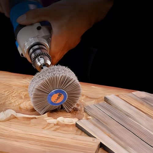 Image of 5 PCS Nylon Wheel Brush with 6 mm Shank, Multi-Grit Abrasive Grinding Head 80# 180# 240# 320# 600#, Woodworking Polishing Mop Wheel for Rust Removal Surface Finishing Furniture Restoration