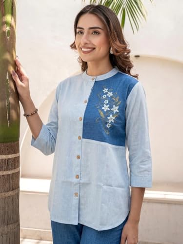 Image of TOPLOT Embroidery Cotton Kurta Set for Woman || Co ord Set for Women Stylish (5239)