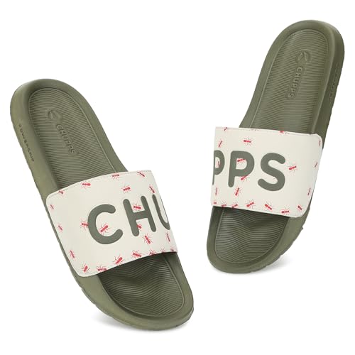 Image of CHUPPS ANTS Men Premium Comfort Sliders Everyday Casual Daily Wear Lightweight Cushioned EVA Footbed Anti Slip Sole Design Graphic Print Footwear