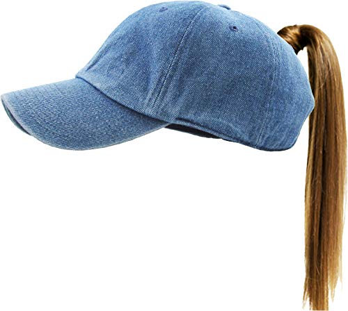 Image of Classic Plain Ponytail Messy High Bun Headwear Adjustable Cotton Trucker Mesh Glitter Hat Baseball Cap