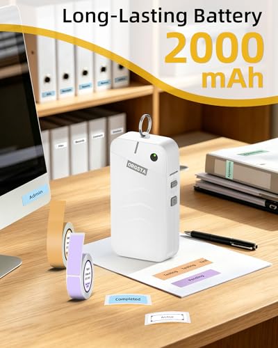 Image of ORGSTA Label Maker Machine with Tape Bluetooth Portable Thermal Labelling Printer for School Home Office Organization, Wireless Mini Labeler S001 Label Machine with Label Sticker Maker, White