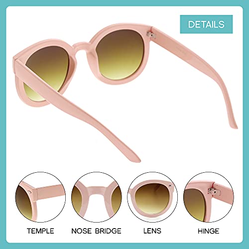 Image of zeroUV - Round Retro Oversized Sunglasses for Women with Colored Mirror and Neutral Lens 53mm