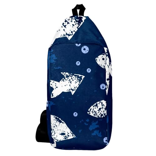 Sac à dos à bandoulière poisson blanc multicolore 16x36cm
