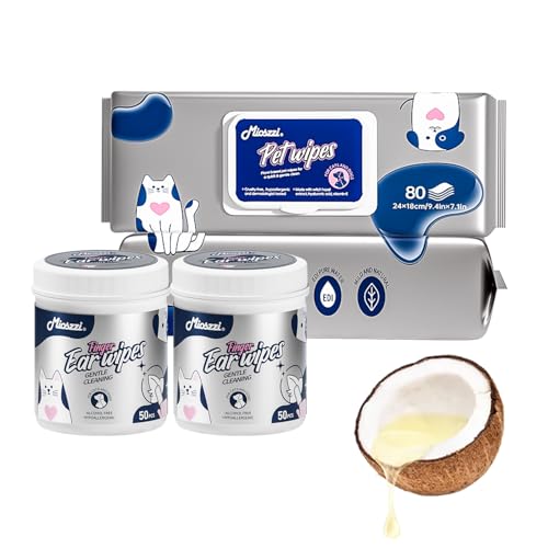 MIOSSZI 260 Pcs Pet Cleaning Wipes Kit for Dogs &amp; Cats Daily Cleaning Paws, Face Tear Stain &amp; Full Body &amp; Sensitive Skin, Gentle &amp; Unscented, Hypoallergenic Ingredients Extra Thick Pet Grooming Wipes