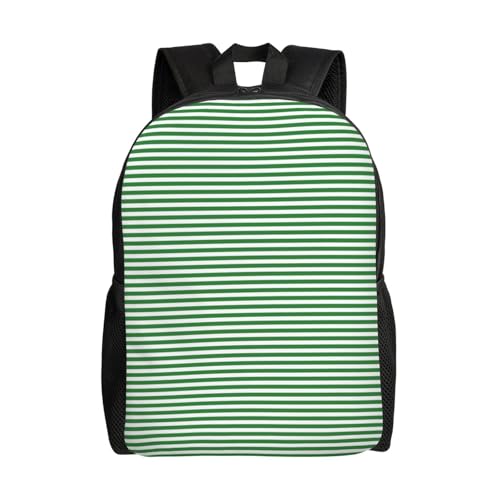Green And White Stripes Backpack Simple Leisure Travel Backpack Outgoing Daypack 16 inch