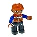 Produktbild 1 x Lego Duplo Figur Mann Bauarbeiter Hose dunkel grau Jacke orange blau Augen braun Helm orange Baustelle 47394pb156