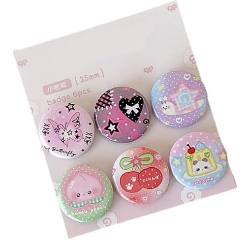 6Pcs Cartoon Metal Badges Pins Clothing Decorative Pin Cartoon Lapel Pin for Backpacks School Bags Jackets Clothes Hat Cartoon M