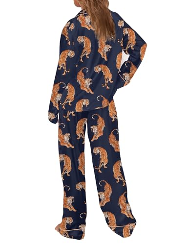 Image of SHESHOW Satin Pajamas for Women Set Long Sleeve Button Down Sleepwear 2 Piece Nightwear Women Pjs Sets Size XS-XXL