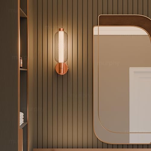 Image of Murphy Noir Net Wall Lamp Pack of 2 | Warm White LED Decorative Wall Light | Premium Rose Gold Finish | Modern Indoor Wall Lamp with 2 Year Warranty