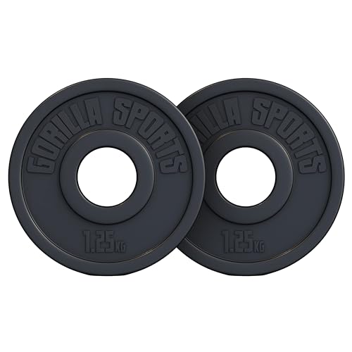 GORILLA SPORTS® Olympia Hantelscheiben - 1,25-30 kg Gewichte, Einzeln/Set, 50/51 mm Bohrung, aus Kunststoff - Hantelscheiben-Set, Hanteln Set, Gewichtsscheiben, Olympiascheiben (2,5 kg (2x1,25)) GORILLA SPORTS® Olympia Hantelscheiben - 1,25-30 kg Gewichte, Einzeln/Set, 50/51 mm Bohrung, aus Kunststoff - Hantelscheiben-Set, Hanteln Set, Gewichtsscheiben, Olympiascheiben (2,5 kg (2x1,25))