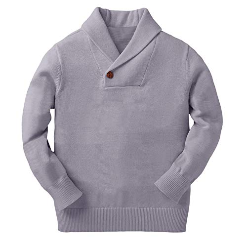 Bbalizko Toddler Baby Boy Girl Knit Pullover Sweater Shawl Collar Casual Winter Warm Solid Outwear Grey