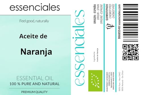 Essenciales Pomarańczowy olejek eteryczny, 100% czysty i naturalny, 10 ml | Olejek eteryczny Citrus Sinensis