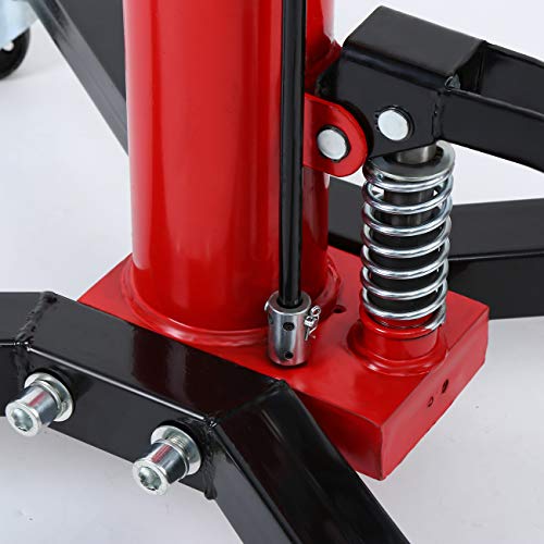 Honhill 2 Stage 1100Lbs Telescopic Transmission Jack With Pedal 360° Swivel Wheel Lift Hoist Adjustable Height Hydraulic Jack(Red) #TOP4