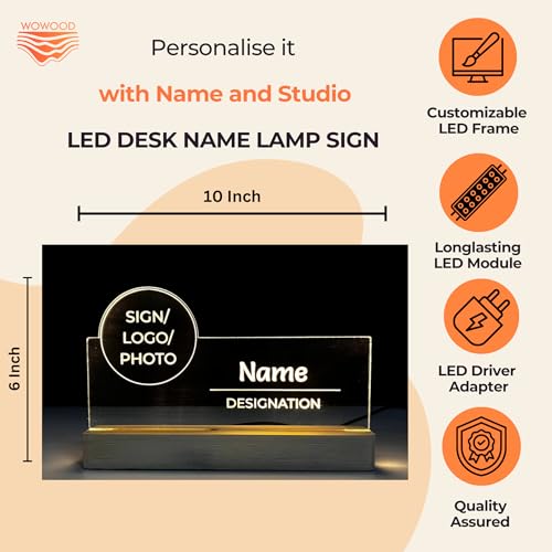Image of Customized LED Name Plate for Office Desk Table Name Sign Birthday Tahnk you Rakhi Gift For Doctor Professionals Director Manager CEO Founder Friend (10 x 6 inch) (Custom Name)