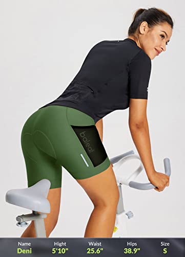 Baleaf Padded Bike Shorts Women 6'' Lycra Cycling Shorts 4D Gel Padding Biking Biker Bicycle Pockets Upf50+ Green M #TOP5
